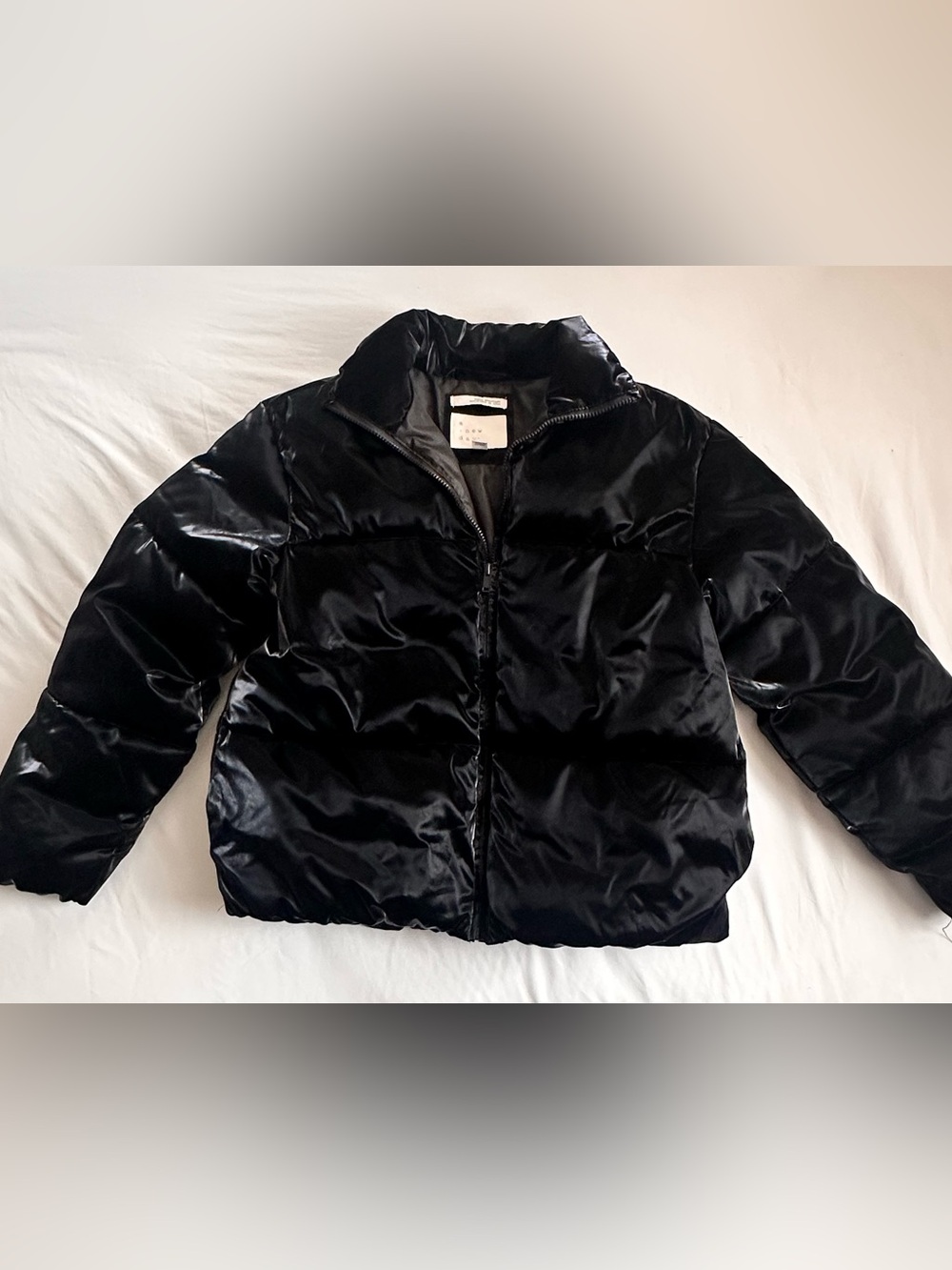 a new day Black Glossy Puffer Jacket